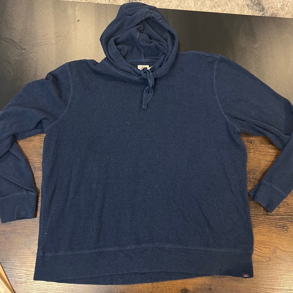 Faherty Brand Mens XXL Navy Twill Hoodie Pullover Cotton Blend Stretch - Picture 1 of 6